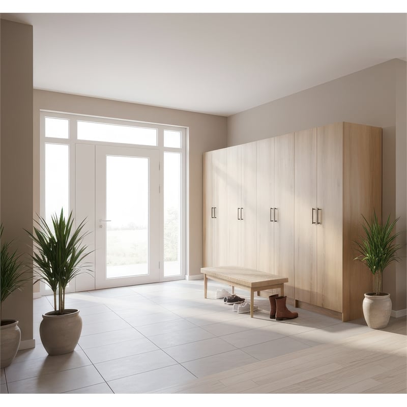 Klair Living Modex Multi-Purpose Utility Storage Cabinet (4-Piece Set) in Oak