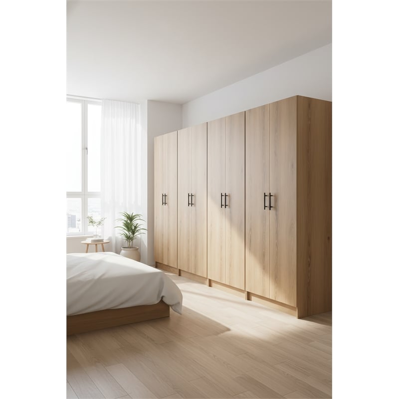 Klair Living Modex Multi-Purpose Utility Storage Cabinet (4-Piece Set) in Oak