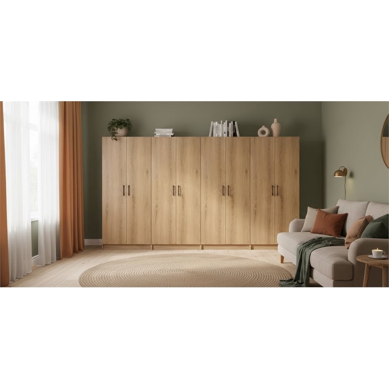 Klair Living Modex Multi-Purpose Utility Storage Cabinet (4-Piece Set) in Oak