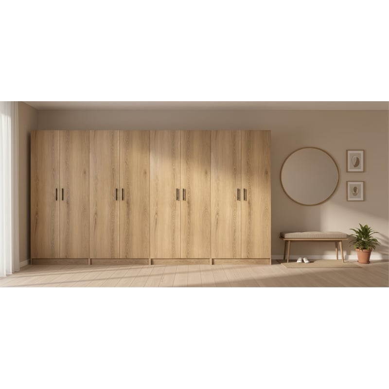 Klair Living Modex Multi-Purpose Utility Storage Cabinet (4-Piece Set) in Oak