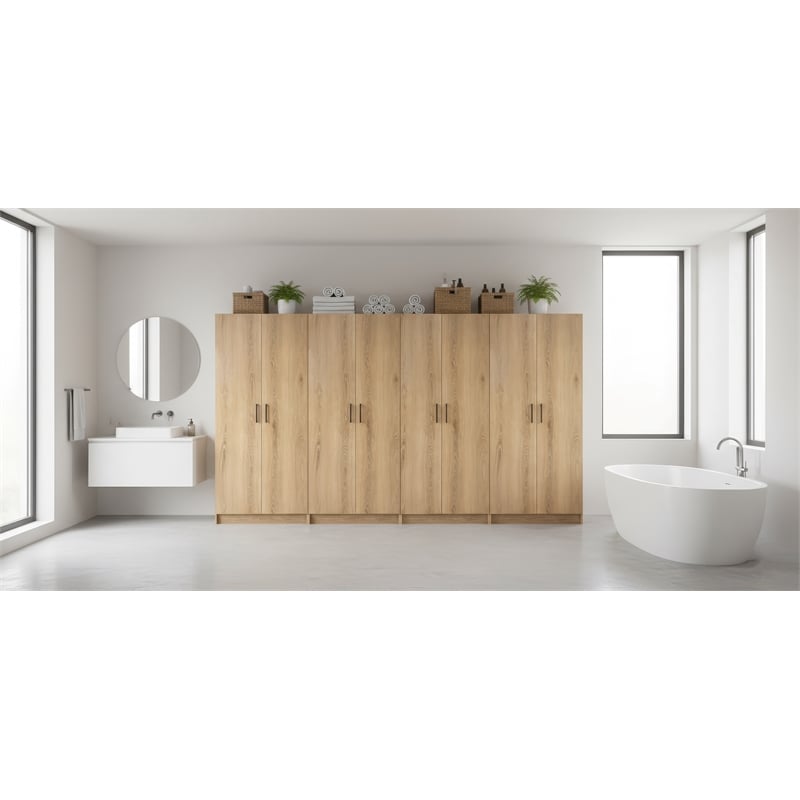 Klair Living Modex Multi-Purpose Utility Storage Cabinet (4-Piece Set) in Oak