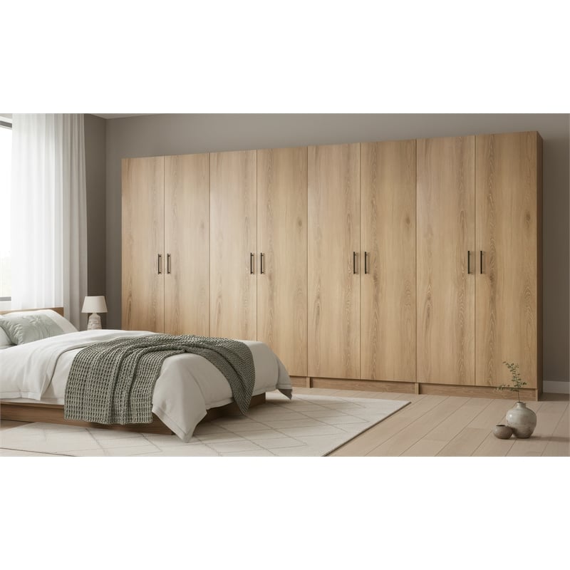 Klair Living Modex Multi-Purpose Utility Storage Cabinet (4-Piece Set) in Oak