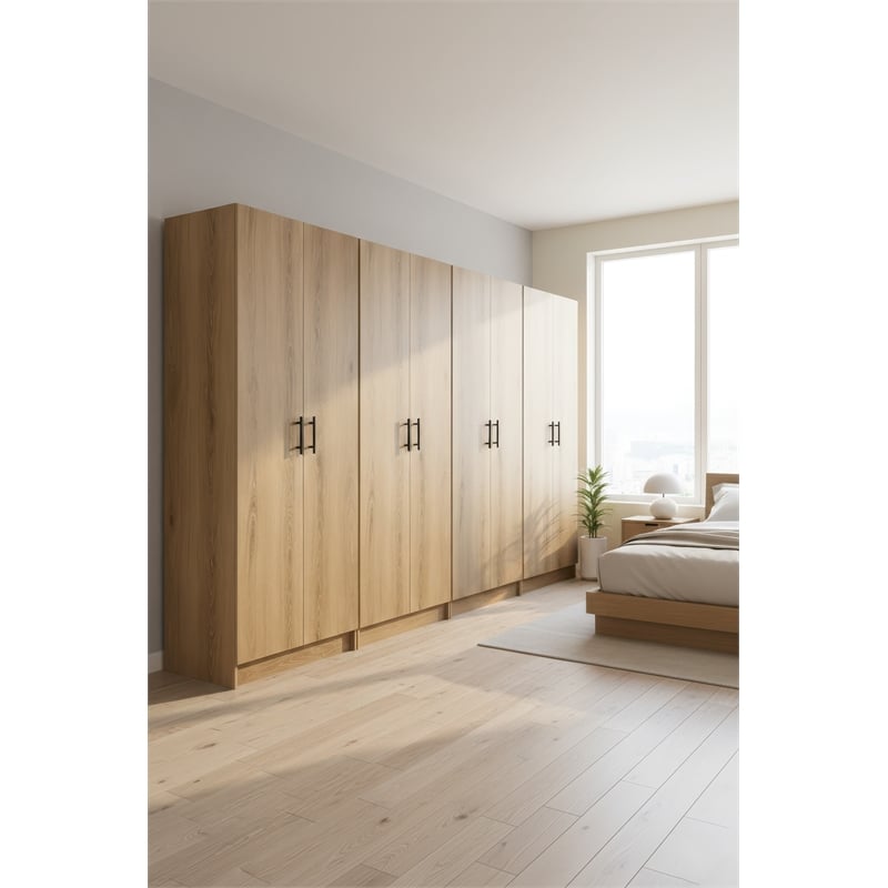 Klair Living Modex Multi-Purpose Utility Storage Cabinet (4-Piece Set) in Oak