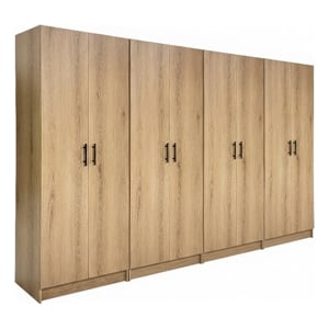 Klair Living Modex Multi-Purpose Utility Storage Cabinet (4-Piece Set) in Oak