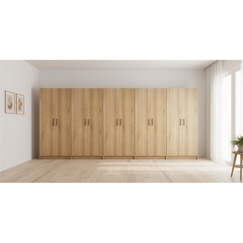 Klair Living Modex Multi-Purpose Utility Storage Cabinet (5-Piece Set) in Oak