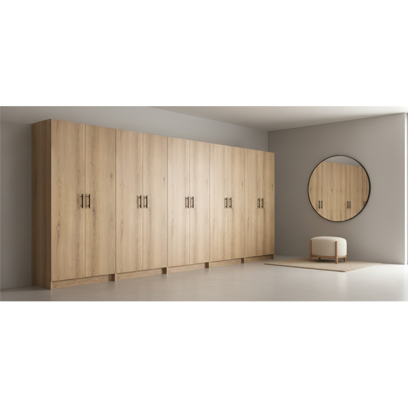 Klair Living Modex Multi-Purpose Utility Storage Cabinet (5-Piece Set) in Oak