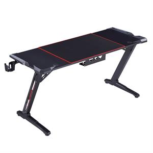Urbanpro Modern Metal Gaming Desk with Built-in Outlets in Black