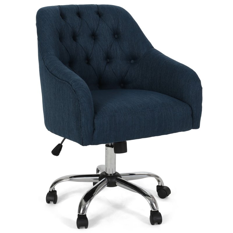 Urbanpro Contemporary Tufted Home Office Swivel Chair in Navy Blue ...