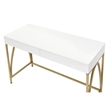 UrbanPro Contemporary Wood Writing Desk in White High Gloss/Gold