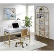 UrbanPro Contemporary Wood Writing Desk in White High Gloss/Gold
