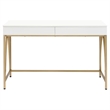 UrbanPro Contemporary Wood Writing Desk in White High Gloss/Gold