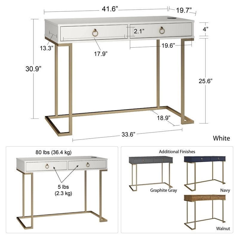 UrbanPro Contemporary Wood Computer Desk in Graphite Gray/Gold