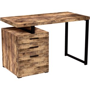 Urbanpro Modern 47.25&quotL Black Metal Computer Desk in Brown Reclaimed Wood