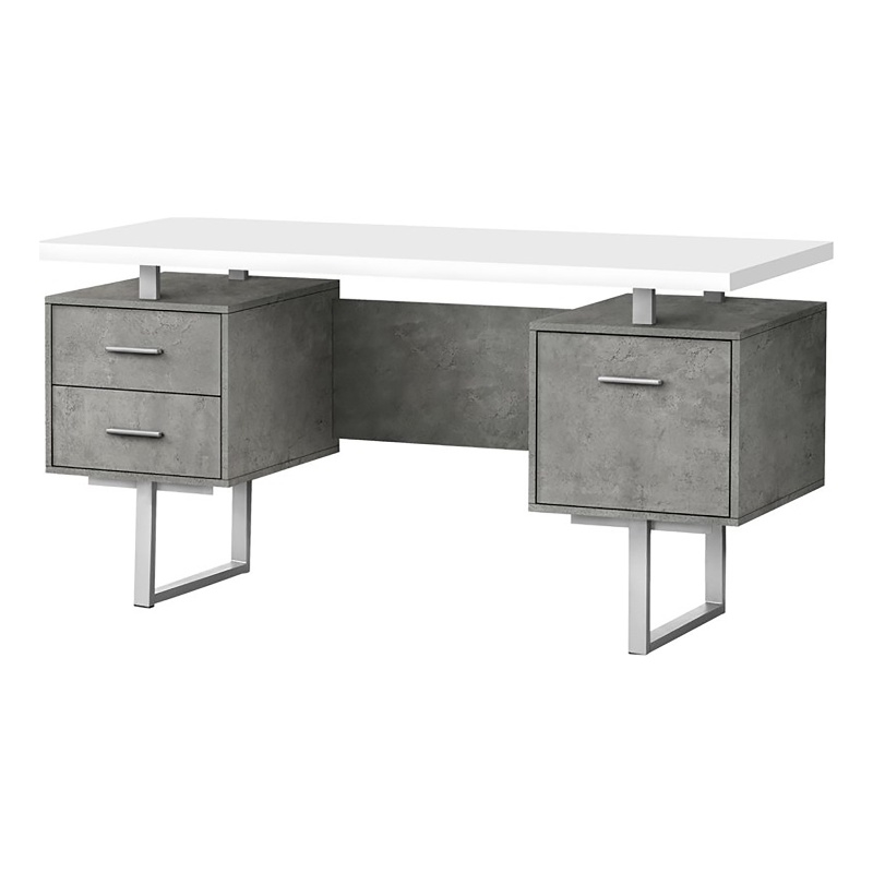 UrbanPro Contemporary Wood Reversible Floating Computer Desk in White/Gray