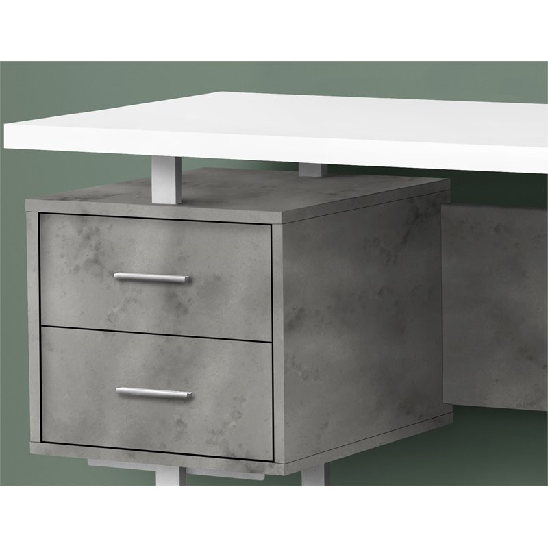 UrbanPro Contemporary Wood Reversible Floating Computer Desk in White/Gray