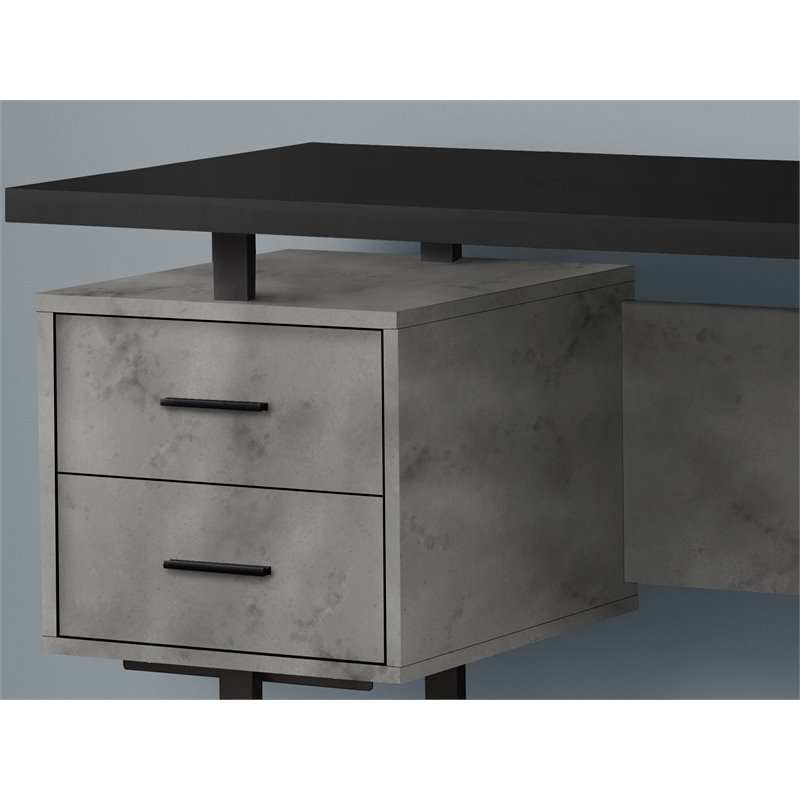 Urbanpro Contemporary Revesible Wooden Floating Computer Desk in Black and Gray