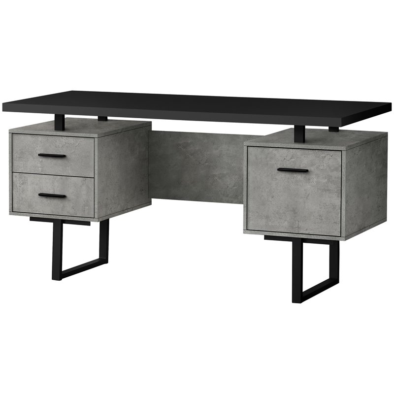 Urbanpro Contemporary Revesible Wooden Floating Computer Desk in Black and Gray