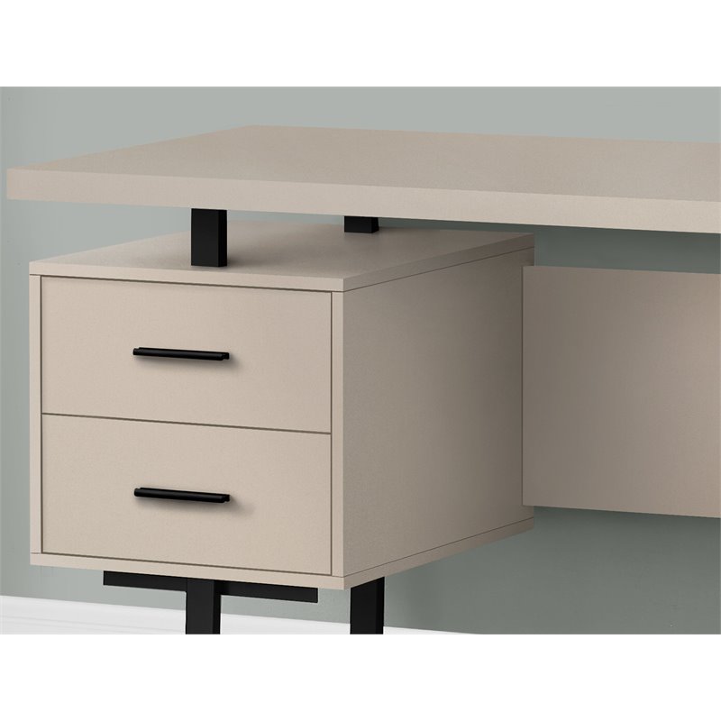 Urbanpro Contemporary Revesible Wooden Floating Computer Desk in Taupe and Black