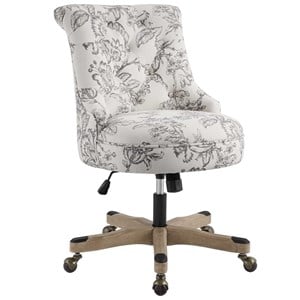UrbanPro Rolling Fabric & Wood Swivel Office Chair in Gray/Natural