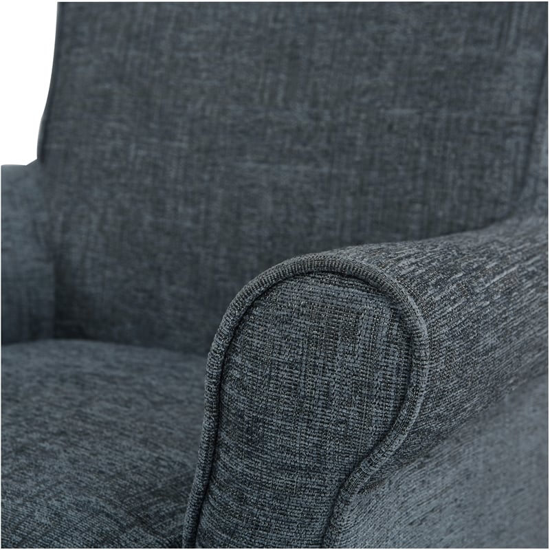 UrbanPro Contemporary Fabric/Wood Office Chair in Navy/Gray Wash