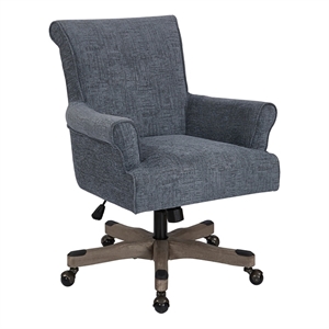 UrbanPro Contemporary Fabric/Wood Office Chair in Navy/Gray Wash