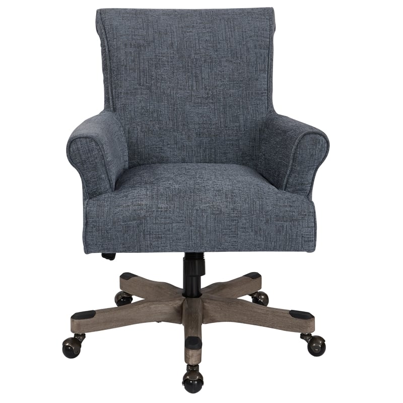 UrbanPro Contemporary Fabric/Wood Office Chair in Navy/Gray Wash
