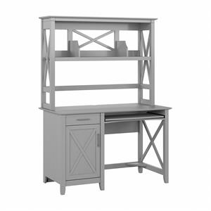urbanpro 48w small computer desk with hutch in cape cod gray - engineered wood