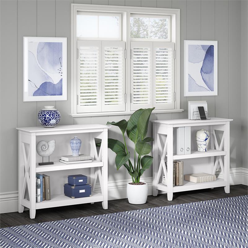 Urbanpro Small 2 Shelf Bookcase in Pure White Oak - Engineered Wood