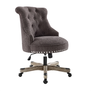 Urbanpro Wood Traditional Upholstered Swivel Office Chair in Charcoal Gray