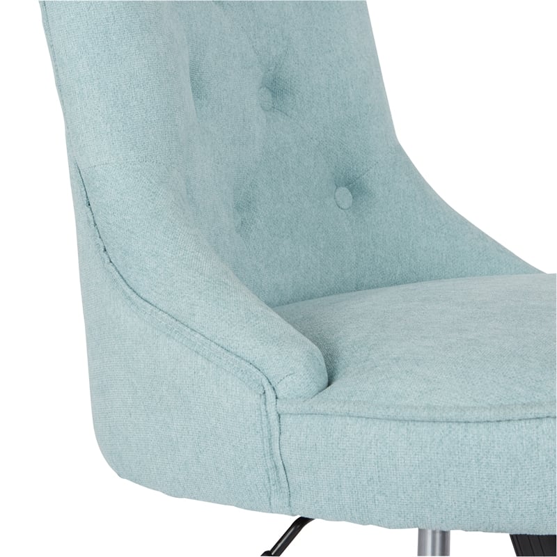 Urbanpro Tufted Office Chair in Mint Blue Fabric with Grey Wood Base