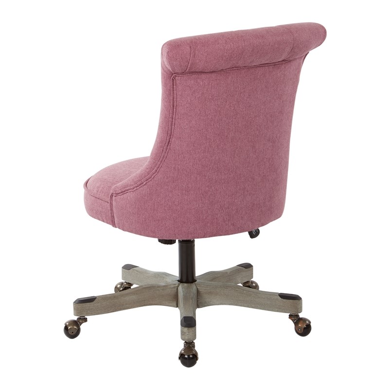 Urbanpro Tufted Office Chair in Orchid Purple Fabric with Gray Wood Base