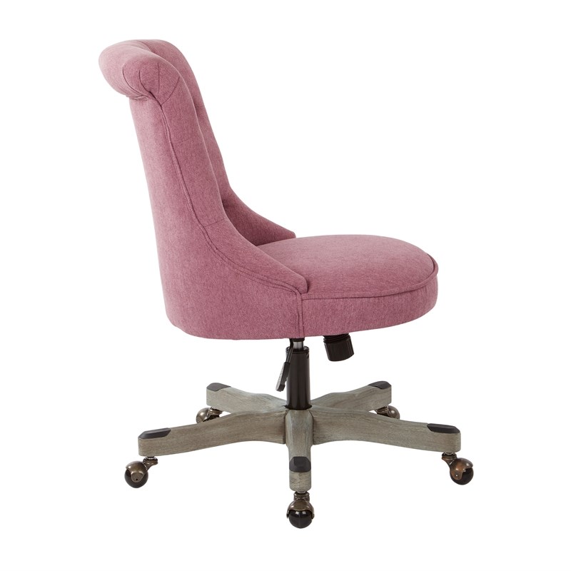 Urbanpro Tufted Office Chair in Orchid Purple Fabric with Gray Wood Base