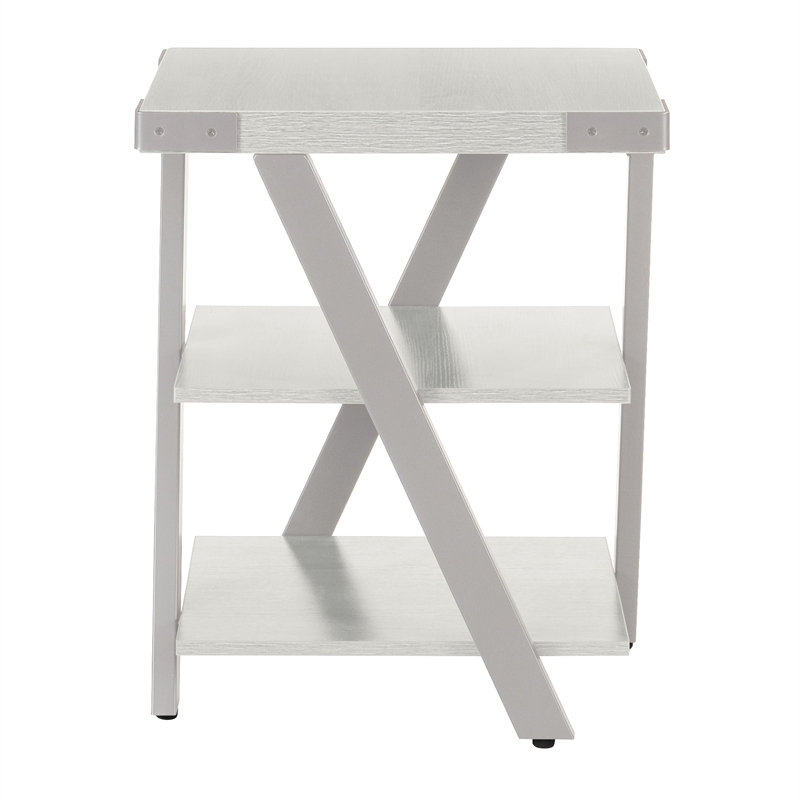 UrbanPro Contemporary 3 Shelf Wood End Table in White Ash