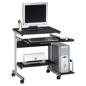 urbanpro transitional mobile wood computer cart in black anthracite