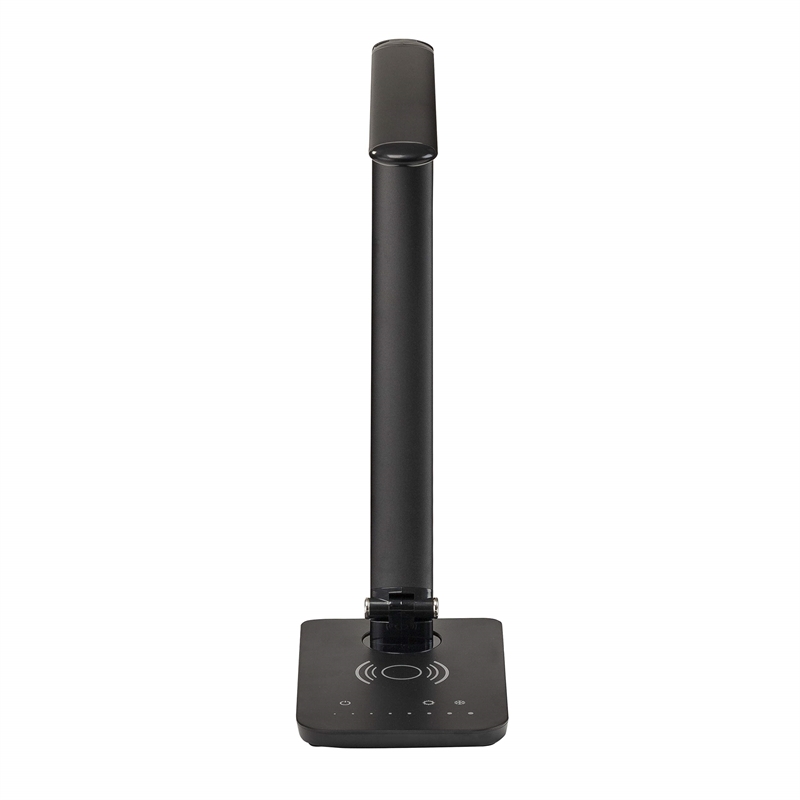 UrbanPro Modern LED Lamp with Wireless Charging Pad & USB Port in Black