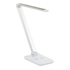urbanpro modern led lamp with wireless charging pad & usb port in silver