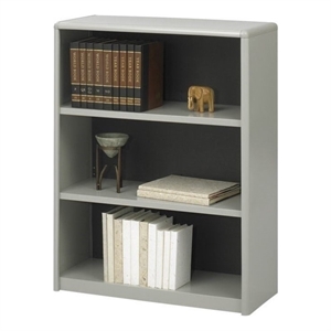 urbanpro transitional 3-shelf steel bookcase in gray
