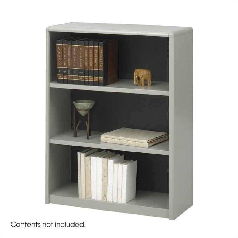 UrbanPro Transitional 3-Shelf Steel Bookcase in Gray