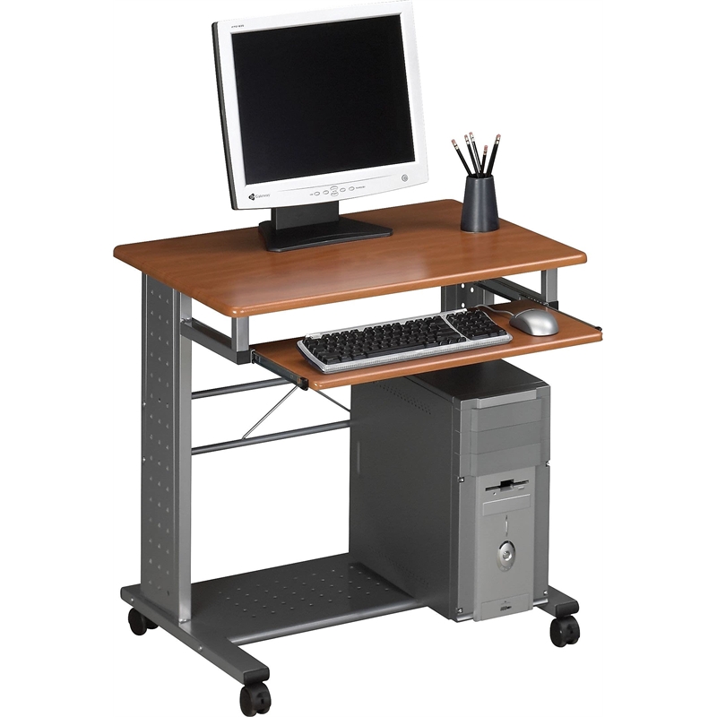 UrbanPro Transitional Mobile Metal Computer Cart in Cherry
