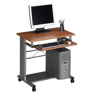 urbanpro transitional mobile metal computer cart in cherry