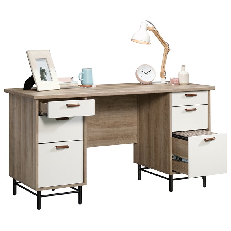 UrbanPro Traditional Executive Desk in Sky Oak and White