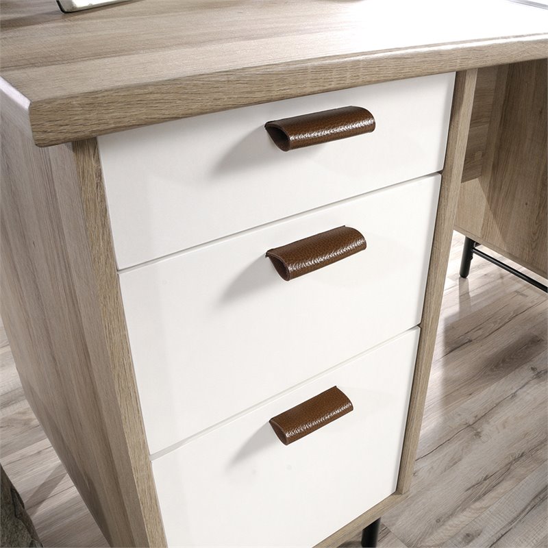 UrbanPro Traditional Executive Desk in Sky Oak and White