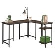 UrbanPro Mid-Century Wood and Metal L-Shape Desk in Smoked Oak