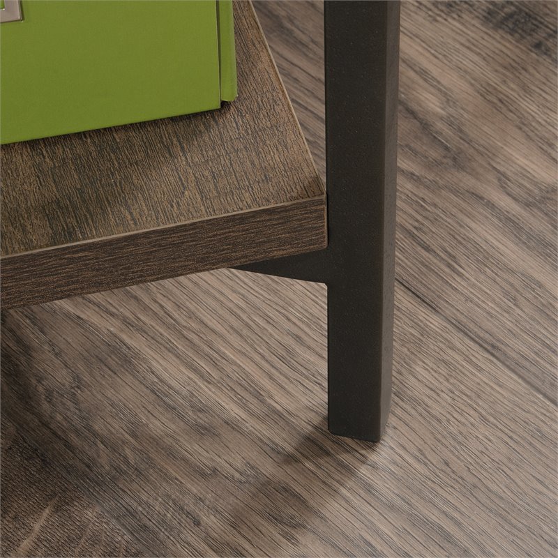 UrbanPro Mid-Century Wood and Metal L-Shape Desk in Smoked Oak