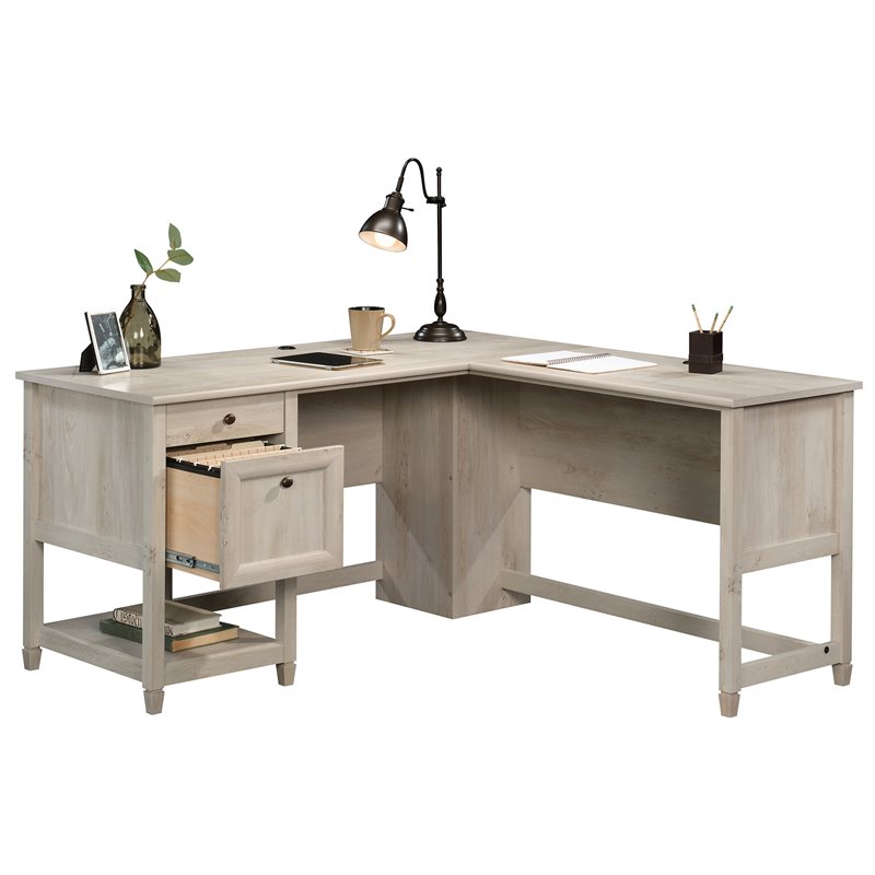 UrbanPro Engineered Wood L-Shaped Desk in Chalked Chestnut