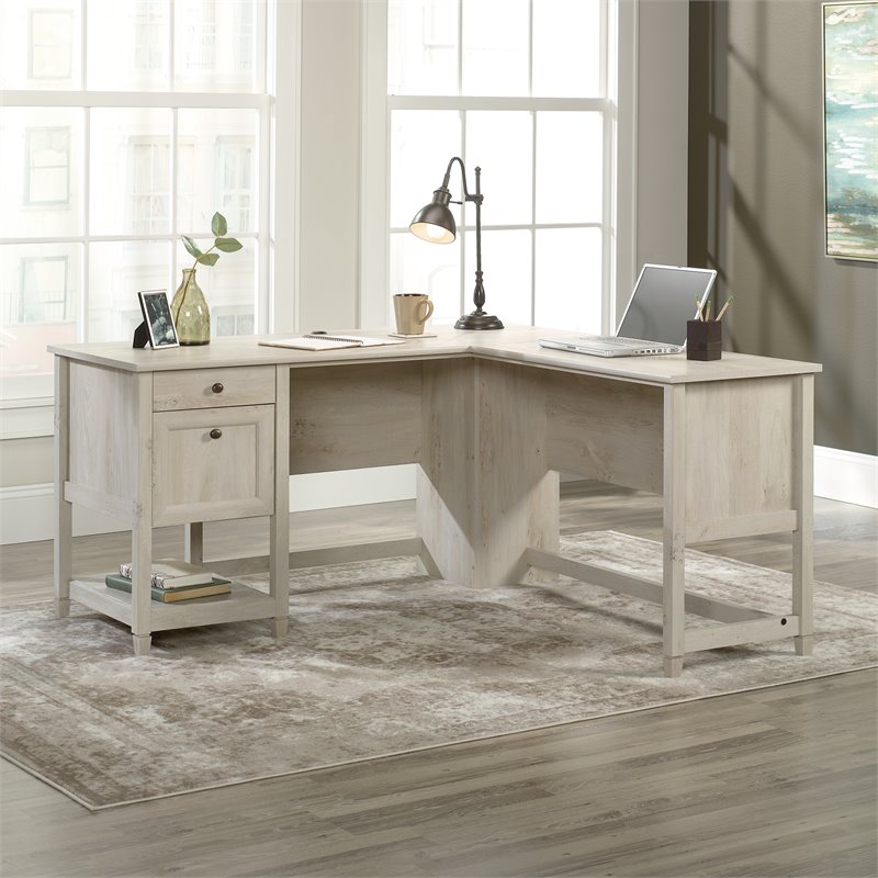 UrbanPro Engineered Wood L-Shaped Desk in Chalked Chestnut
