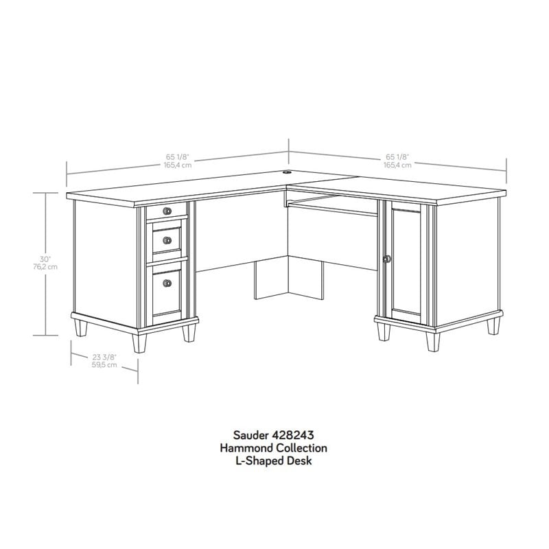 UrbanPro Traditional Engineered Wood L-Shaped Desk in Chalk Oak