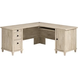 UrbanPro Traditional Engineered Wood L-Shaped Desk in Chalk Oak