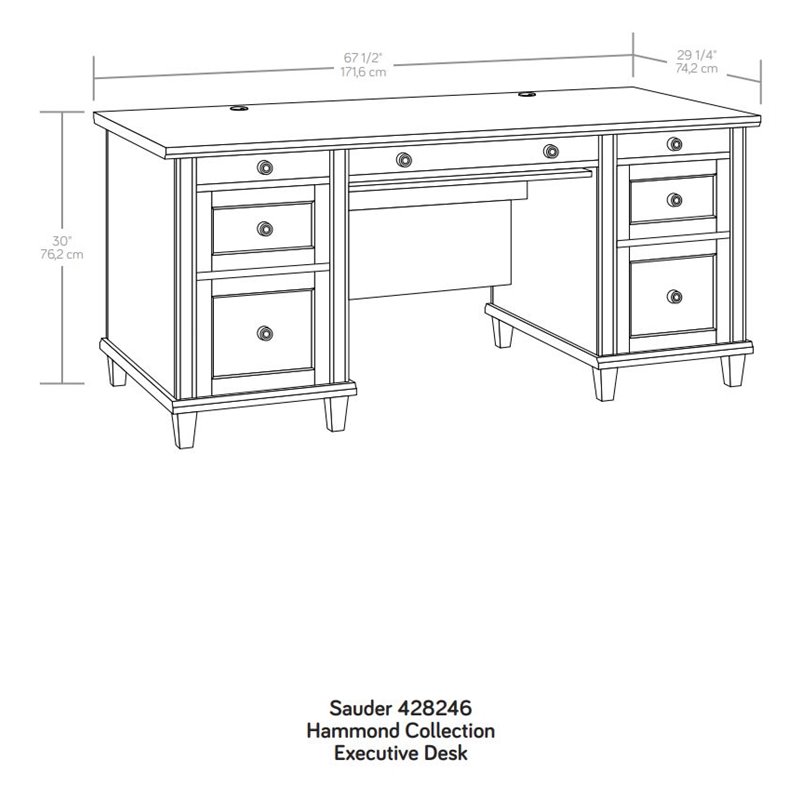 UrbanPro Executive Desk in Engineered Wood in Chalk Oak Finish