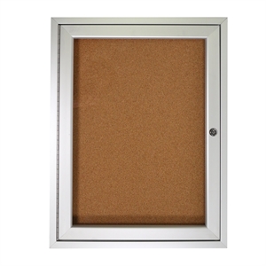 UrbanPro Traditional Wood 24&quot x 18&quot 1 Door Enclosed Bulletin Board in Natural